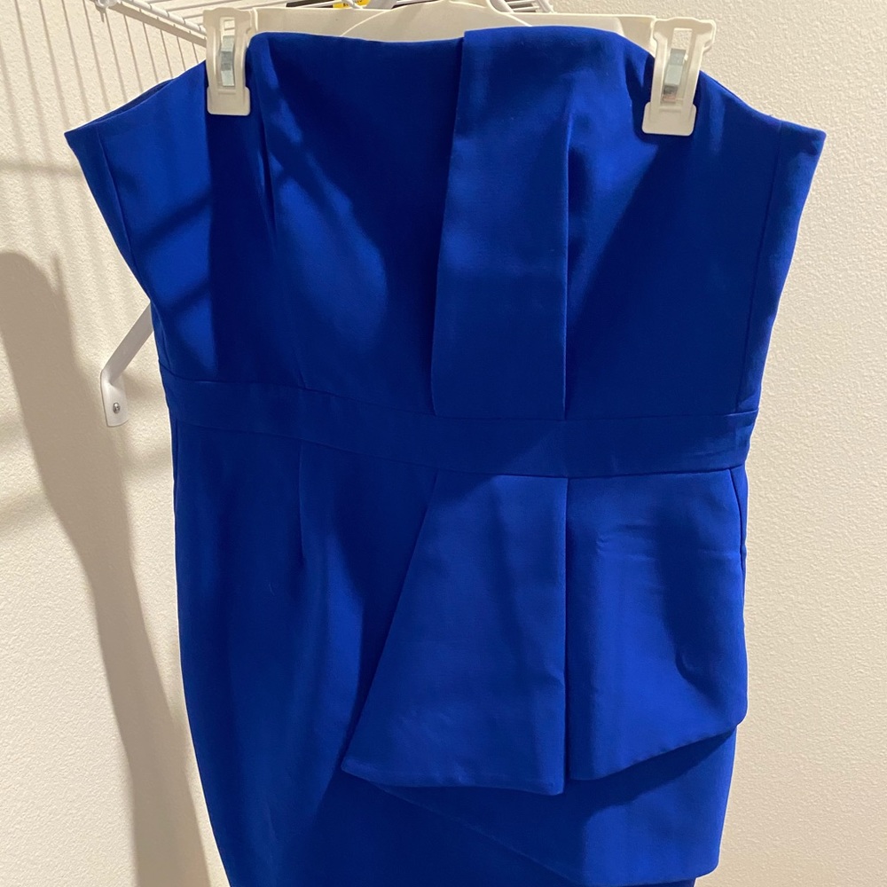 Strapless electric blue dress